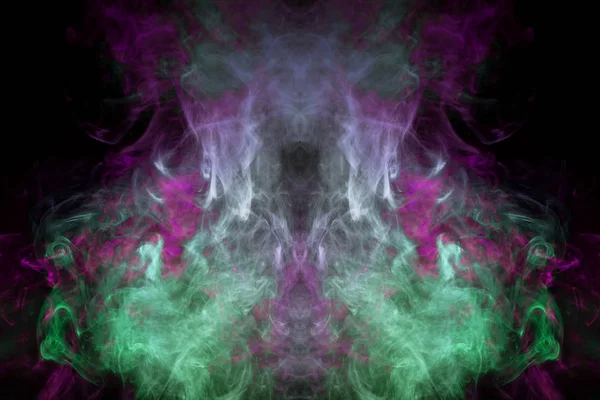 Fumaça Multicolorida Densa Cores Verdes Rosa Forma Crânio Monstro Dragão — Fotografia de Stock