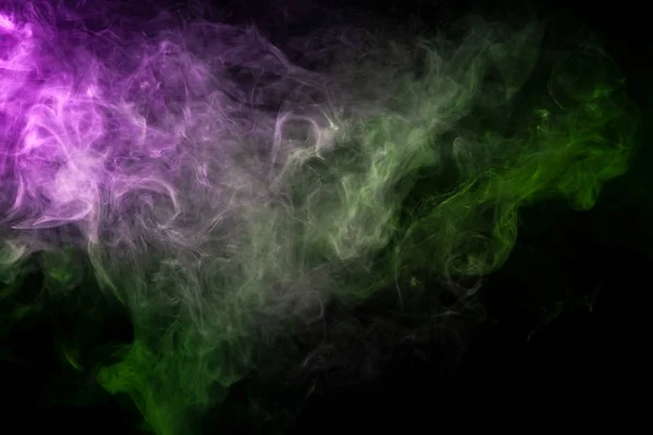 Thick Pink Green Smoke Black Isolated Background Background Smoke Vap — Stock Photo, Image