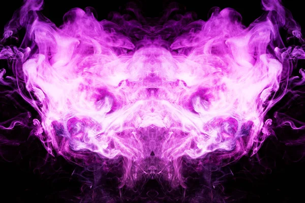 Dense Fumée Multicolore Couleurs Rose Violet Sous Forme Crâne Monstre — Photo