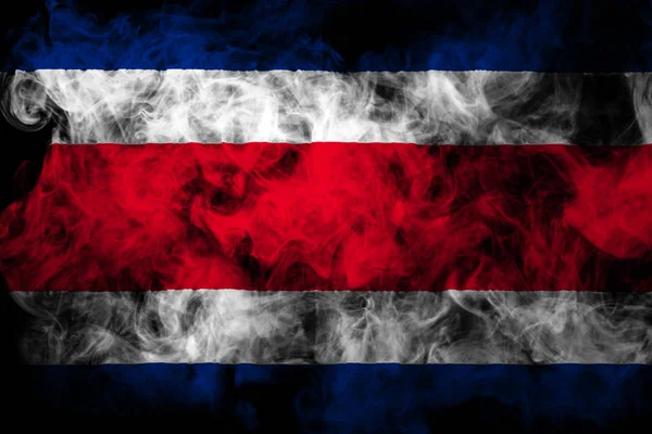 Bandeira Nacional Costa Rica Fumaça Colorida Grossa Fundo Isolado Preto — Fotografia de Stock