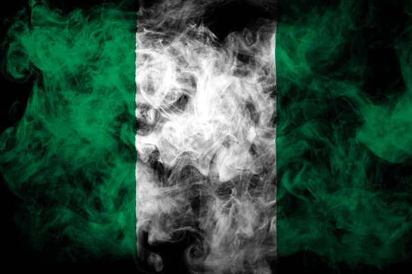 Bandera Nacional Nigeria Humo Color Grueso Sobre Fondo Negro Aislado — Foto de Stock