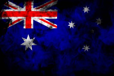 Avustralya Ulusal bayrak üzerinden kalın siyah bir izole arka plan üzerinde duman renkli 