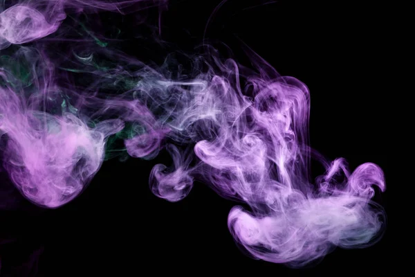 Dense Multicolored Smoke Pink Purple Colors Black Isolated Background Background — Stock Photo, Image