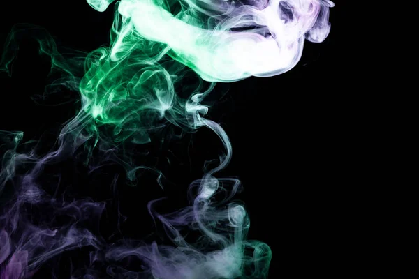 Violette Und Grüne Rauchwolken Vor Schwarzem Hintergrund Hintergrund Aus Dem — Stockfoto