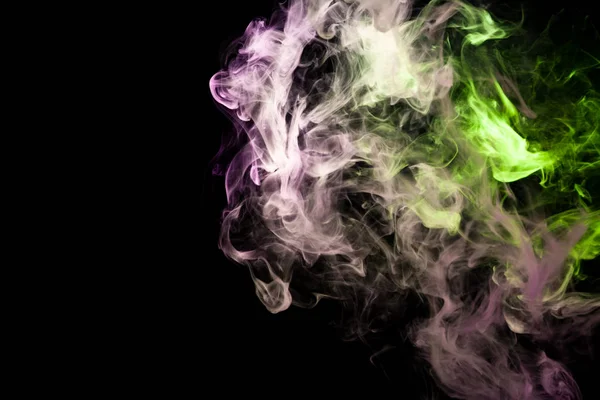 Gęsty Różowy Zielony Dym Czarno Białym Tle Tło Dymu Vap — Zdjęcie stockowe
