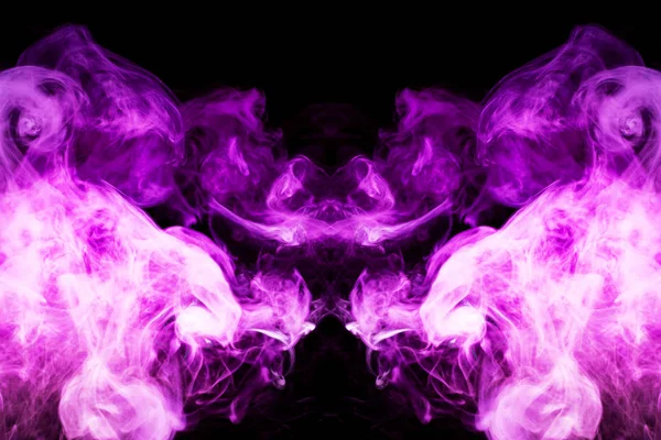 Fumaça Multicolorida Densa Cores Rosa Roxas Forma Crânio Monstro Dragão — Fotografia de Stock
