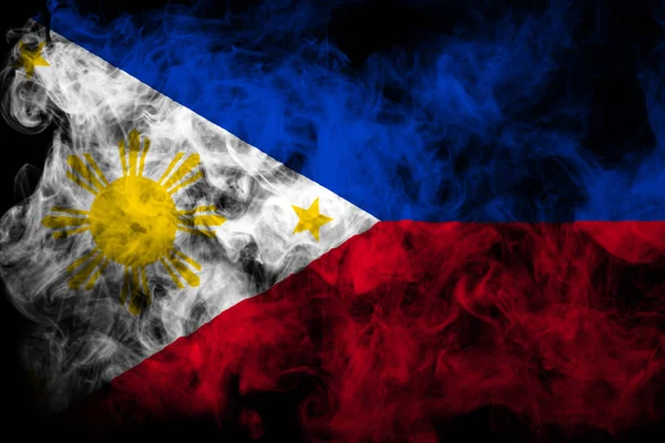 Bandera Nacional Filipinas Humo Color Grueso Sobre Fondo Negro Aislado —  Fotos de Stock