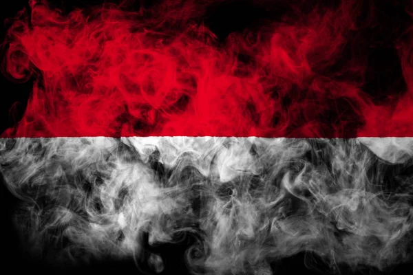 National Flag Indonesia Thick Colored Smoke Black Isolated Background — Stock Photo, Image