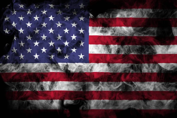 Nemzeti Zászlót Usa Vastag Színes Füst Elszigetelt Fekete Alapon — Stock Fotó