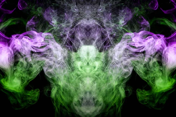 Cloud Green Pink Smoke Form Skull Monster Dragon Black Isolated — Stock Photo, Image