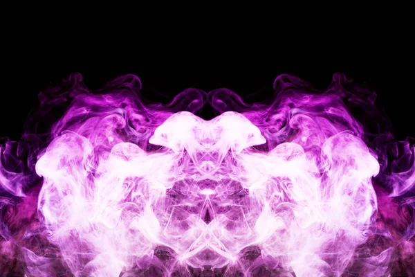 頭蓋骨 モンスター 孤立した黒地に龍の形の色をピンクと紫の濃い色とりどりの煙 煙のアークの背景 モーション キャプチャはクールな シャツ — ストック写真