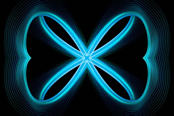 Abstract motion graphics with colored blue spirals and fractals on a black background . Parametric movement. Abstract futuristic space background.