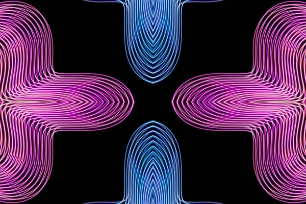 Abstract Motion Graphics Colored Blue Pink Spirals Fractals Black Background — Fotografia de Stock