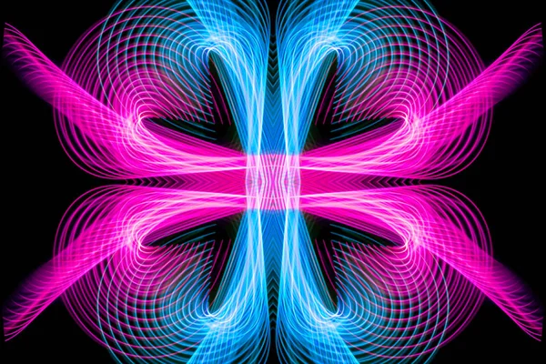 Abstract Motion Graphics Colored Blue Pink Spirals Fractals Black Background — Fotografia de Stock