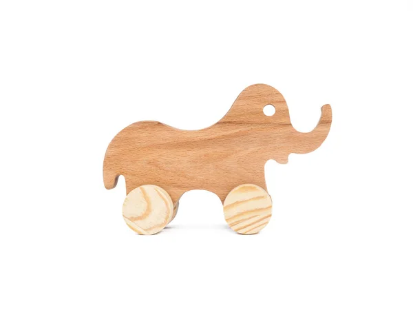 Zdjęcie Drewniane Słonia Felgi Bukowego Zabawka Wykonana Drewna Elephant Samochodów — Zdjęcie stockowe
