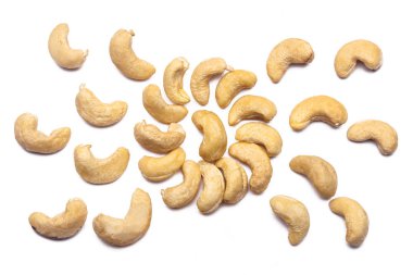 The Walnut Pattern - Cashews on a white background in the shape of a circle. Concepts about decoration, healthy eating and food background.