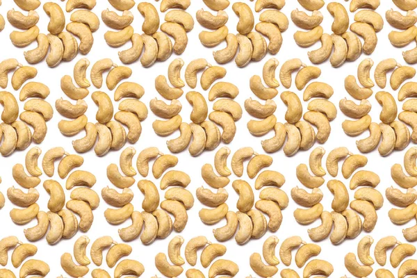 Collection Cashew Nuts Lie Shape Circle Sun Isolated White Background — Stock fotografie