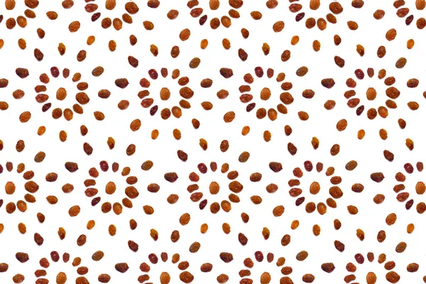 Pattern Brown Raisins White Background Form Circle Concepts Decoration Healthy — Stockfoto