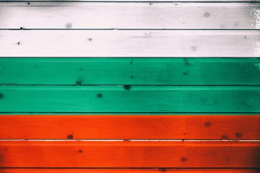National flag of Bulgaria on a  wooden background