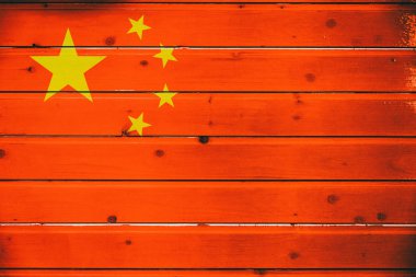 National flag of China  on a  wooden background
