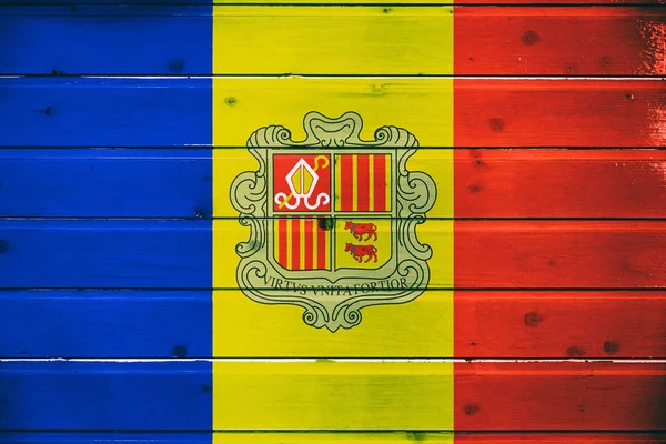 National Flag Andorra Wooden Background — 스톡 사진