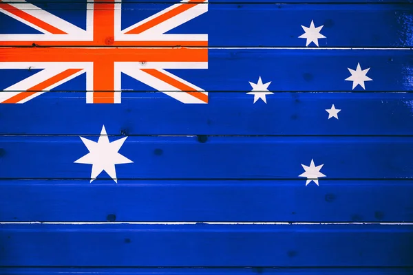 Nationalflagge Australiens Auf Einem Hölzernen Hintergrund — Stockfoto