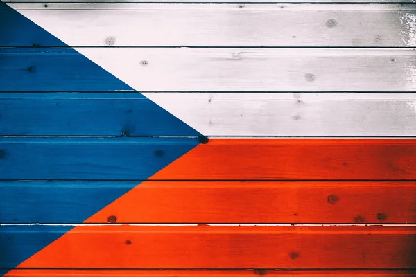 Bandeira Nacional República Checa Sobre Fundo Madeira — Fotografia de Stock