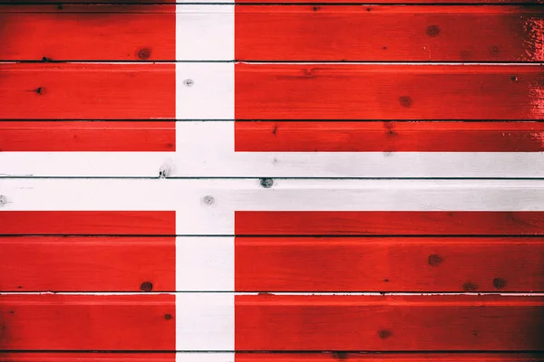 Bandera Nacional Dinamarca Sobre Fondo Madera — Foto de Stock
