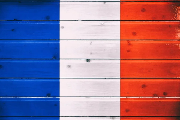 Bandera Nacional Francia Sobre Fondo Madera —  Fotos de Stock