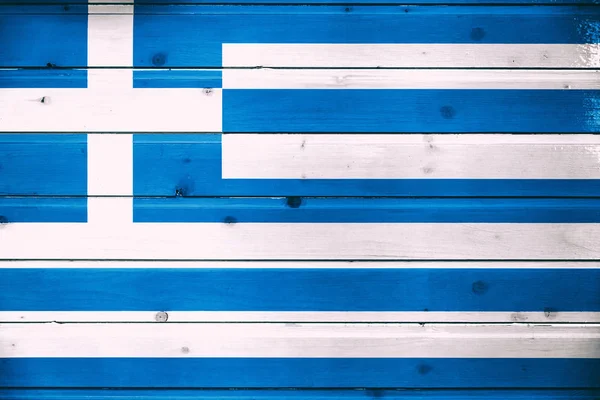 Bandera Nacional Grecia Sobre Fondo Madera — Foto de Stock