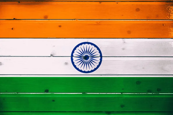 National Flag India Wooden Background — Stock Photo, Image