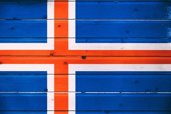 Bandera Nacional Islandia Sobre Fondo Madera — Foto de Stock