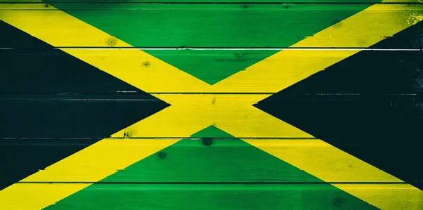 Nationalflagge Von Jamaika Auf Einem Hölzernen Hintergrund — Stockfoto