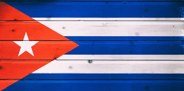 Bandeira Nacional Cuba Fundo Madeira — Fotografia de Stock