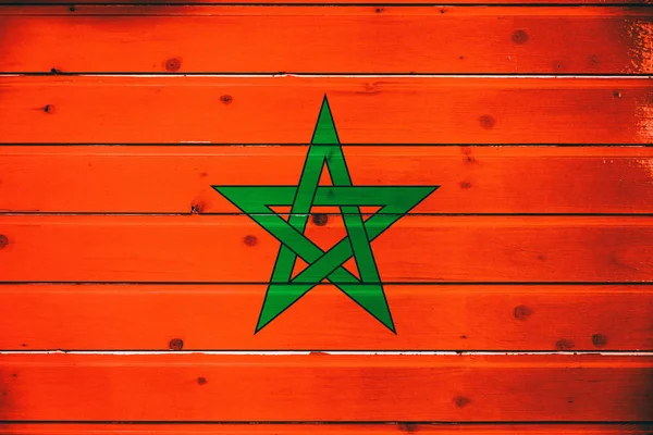 National Flag Morocco Wooden Background — Stock Photo, Image