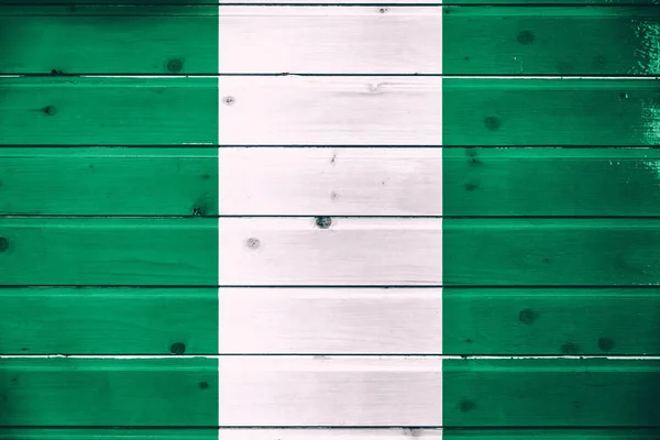 Bandera Nacional Nigeria Sobre Fondo Madera — Foto de Stock