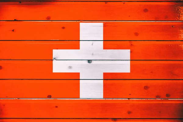 National Flag Switzerland Wooden Background — Stock Photo, Image
