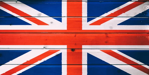 Bandeira Nacional Reino Unido Sobre Fundo Madeira — Fotografia de Stock