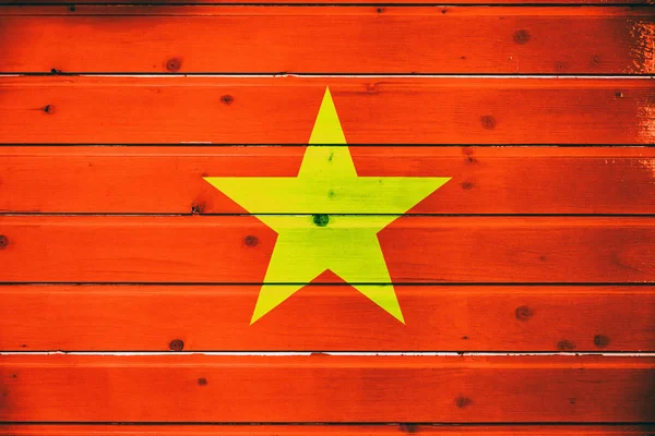 Flaga Narodowa Ofvietnam Podłoże Drewniane — Zdjęcie stockowe
