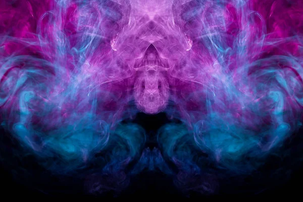 Fluffy Puffs Blue Pink Smoke Fog Form Skull Monster Dragon — Stock Photo, Image