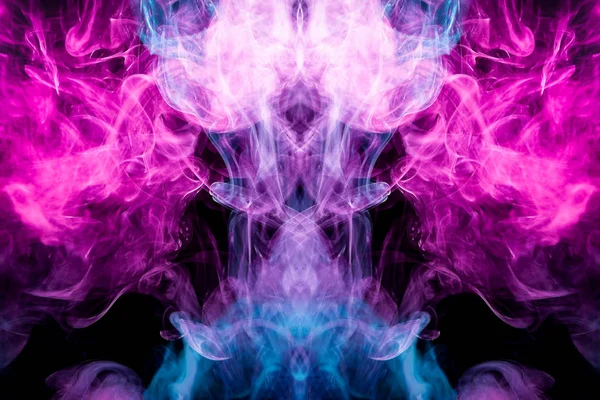 Thick Colorful Smoke Blue Pink Form Skull Monster Dragon Black — Stock Photo, Image