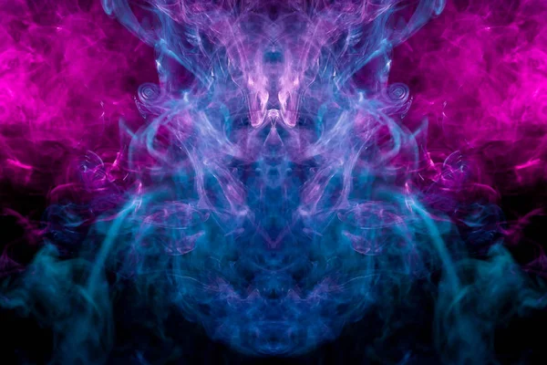 Dense Multicolored Smoke Pink Blue Purple Colors Form Skull Monster — Stock Photo, Image