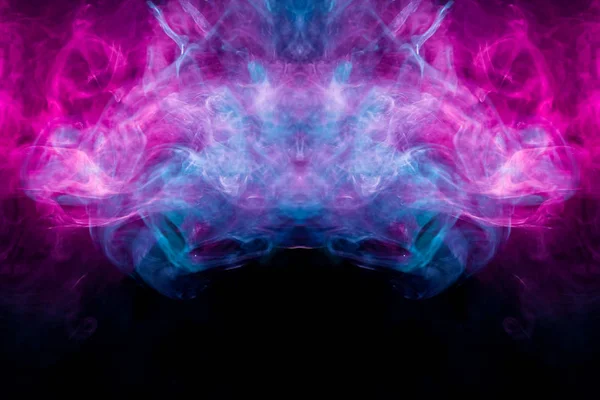 Fluffy Puffs Blue Pink Smoke Fog Form Skull Monster Dragon — Stock Photo, Image