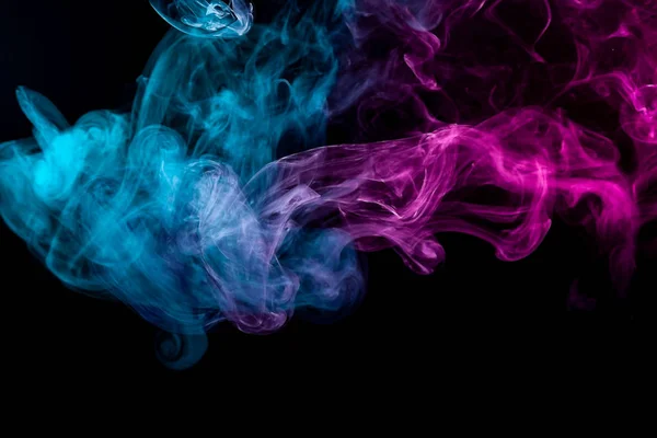 Nevoeiro Colorido Com Gel Rosa Azul Brilhante Fundo Escuro — Fotografia de Stock