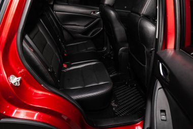 Novosibirsk, Rusya - 30 Ocak 2019: Mazda Cx-5, arka koltuklar close-up. Fotoğraf üzerinde bir park Novosibirs içinde modern bir araba