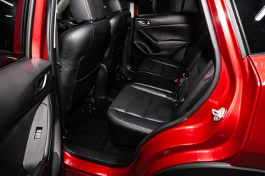 Novosibirsk, Rusya - 30 Ocak 2019: Mazda Cx-5, arka koltuklar close-up. Fotoğraf üzerinde bir park Novosibirs içinde modern bir araba