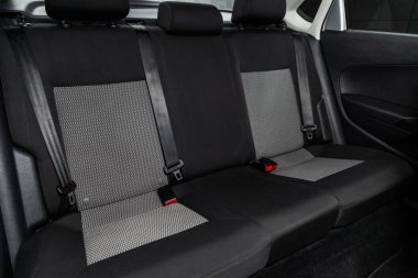 Novosibirsk, Rusya - 30 Ocak 2019: Volkswagen Polo, arka koltuklar close-up. Fotoğraf üzerinde bir park Novosibirs içinde modern bir araba