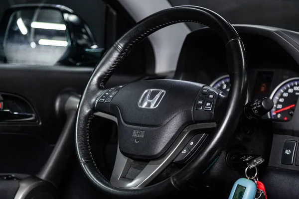 Novosibirsk Russia February 2019 Honda Close Dashboard Speedometer Tachometer Steering — Stock Photo, Image