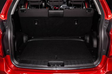 Novosibirsk, Rusya - 01 Şubat 2019: Ssangyong Actyon, bagajı, önden görünüm close-up. Fotoğraf üzerinde bir park Novosibirs içinde modern bir araba