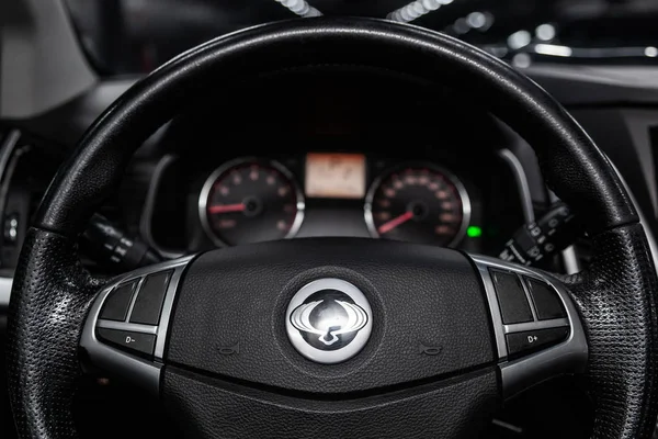 Novosibirsk Rusland Februari 2019 Ssangyong Actyon Close Van Het Dashboard — Stockfoto